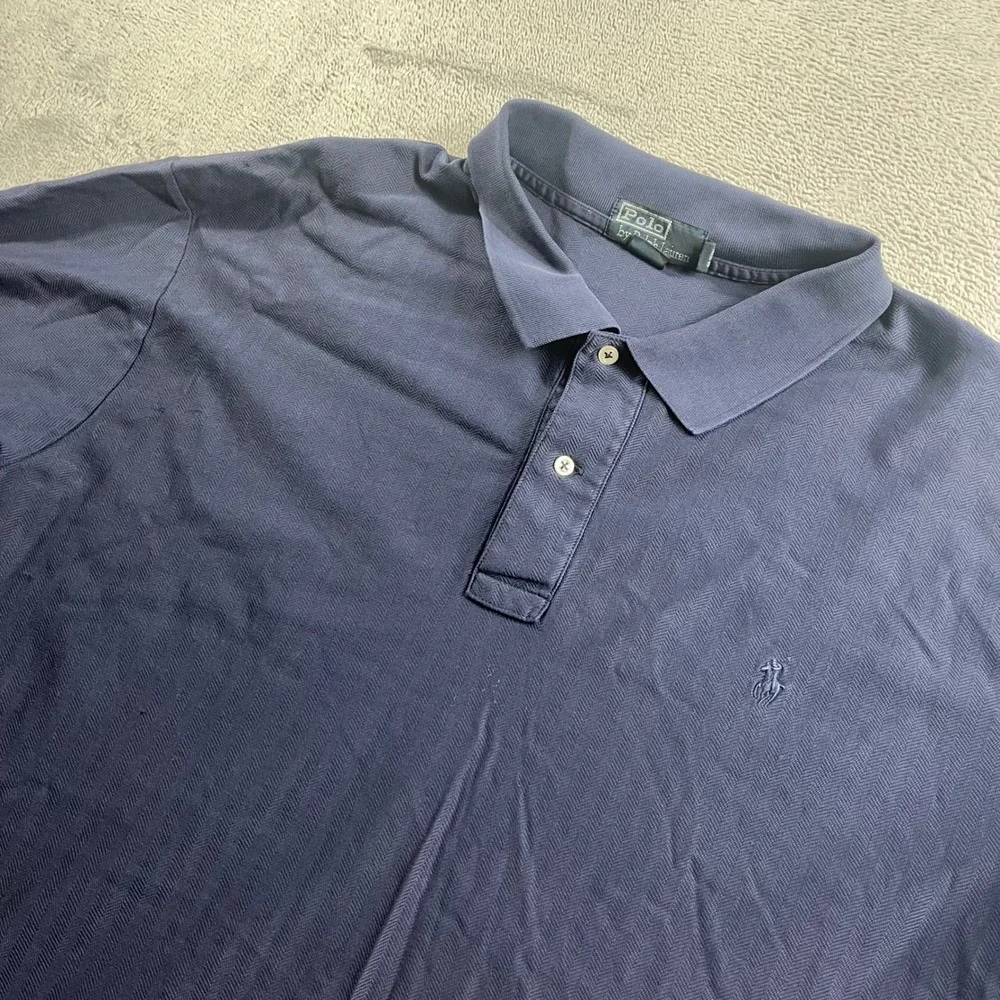 Polo Ralph Lauren Mens‎ 3XB Big Navy Blue Herringbone Short Sleeve Polo Shirt